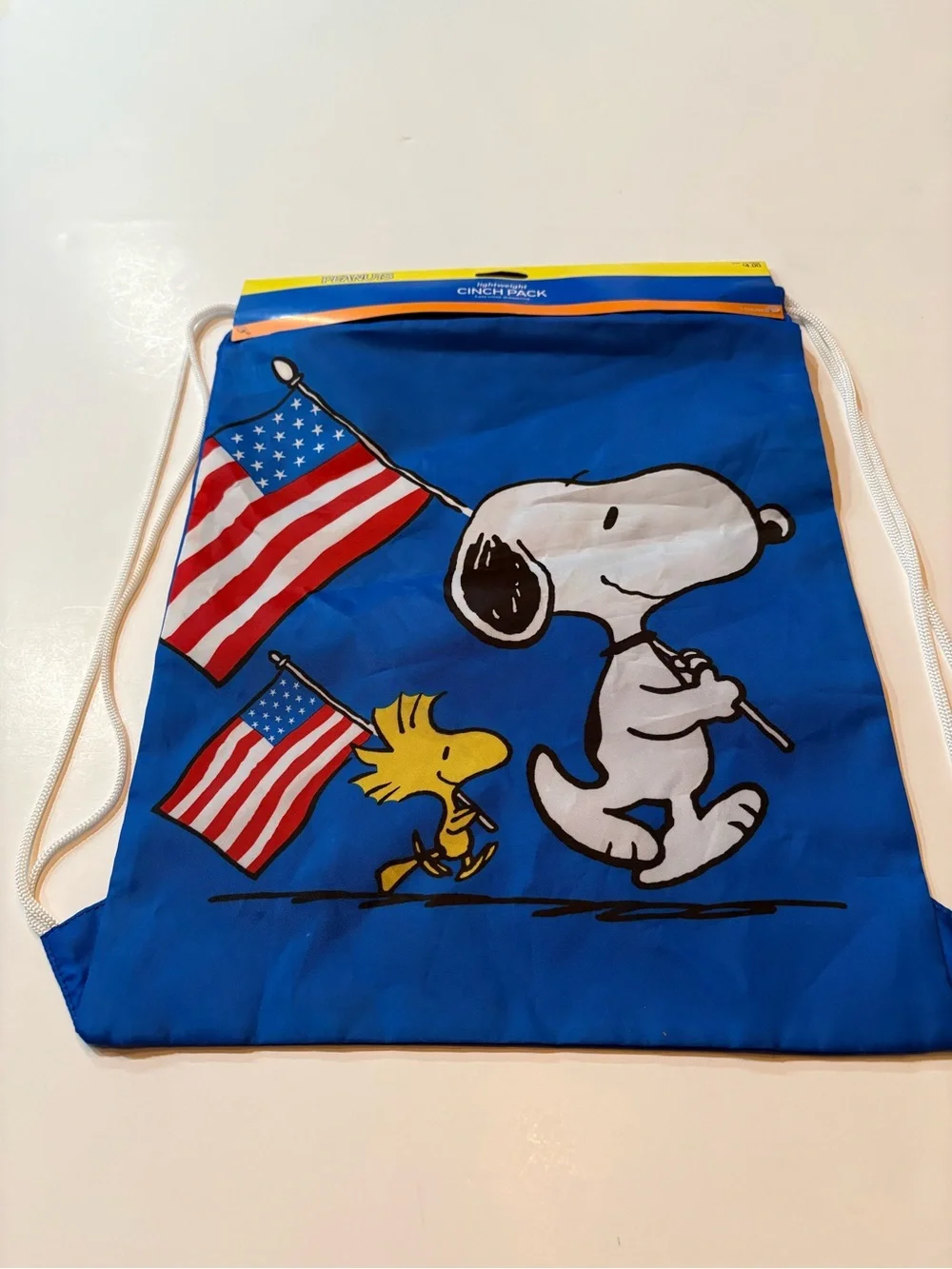 Snoopy & Woodstock Blue Patriotic Drawstring Cinch Pack
